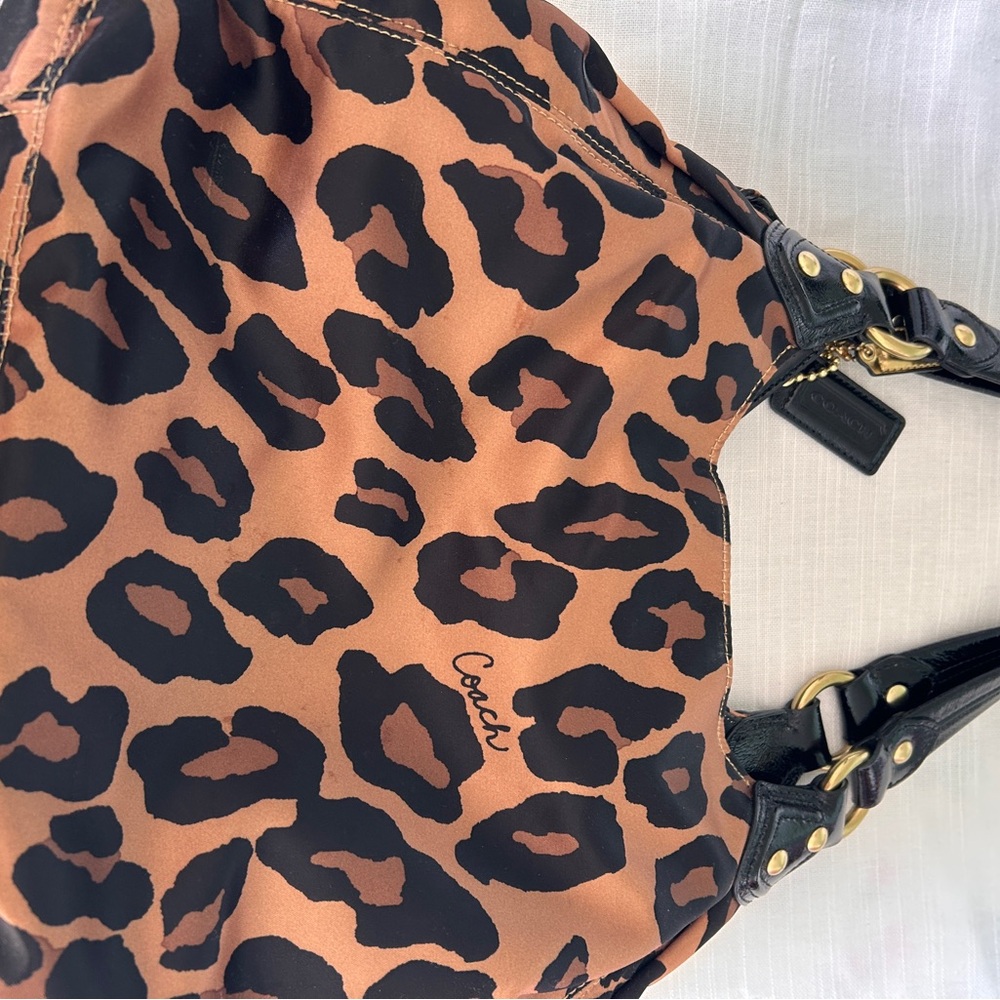 RARE FIND - Coach Madison Ocelot Leopard-Print Shoulder Bag in Brown and Black - Picture 11 of 16